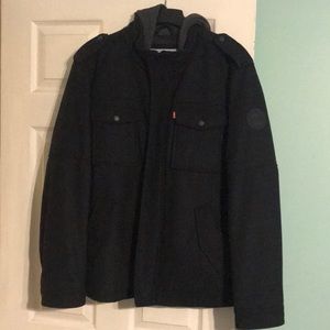 Levi’s wool blend heavy jacket w/ quilted inner lining nwt sz XL dark navy color